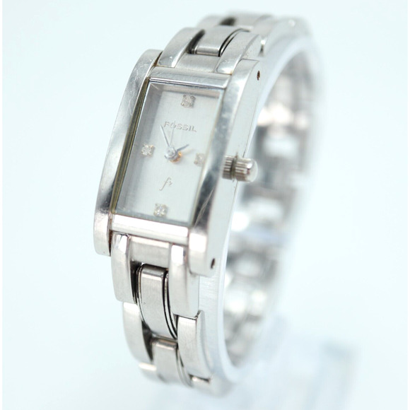 Fossil F2 Women Watch 16mm Silver Rectangle Dial 5.25" Stainless Steel ES-9839 - Picture 1 of 14